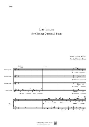 모차르트 레퀴엠(Lacrimosa) for Clarinet Quartet with Piano