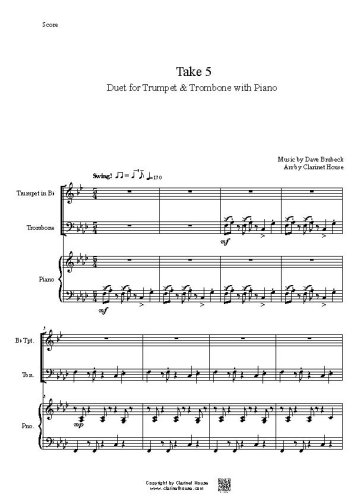 Take 5 for Trumpet & Trombone Duet with Piano