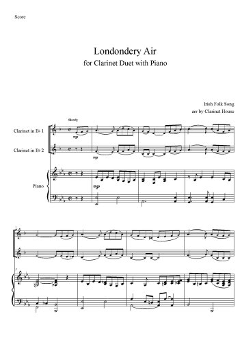 Londondery Air(아 목동아) for Clarinet Duet with Piano