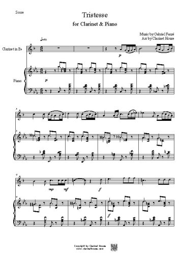 Tristesse by Gabriel Faure for Clarinet & Piano