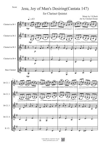 Jusu, Joy of Man's Desiring(Cantata 147) for Clarinet Quintet