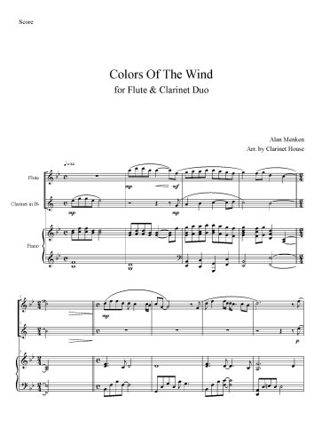 Colors Of The Wind(Pocahontas OST) for Fl & Cl Duo