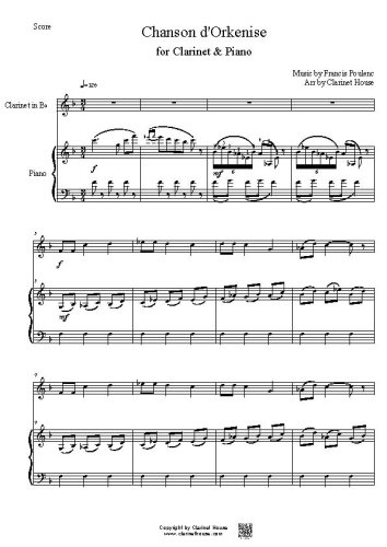 Chanson d'Orkenise by Francis Poulenc for Clarinet & Piano