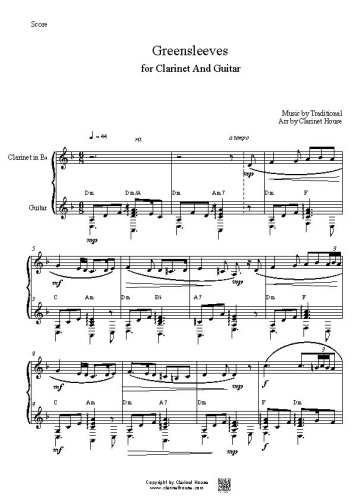 Greensleeves for Clarinet & Piano
