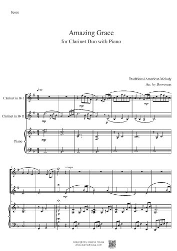 Amazing Grace for Cla Duet w Pno