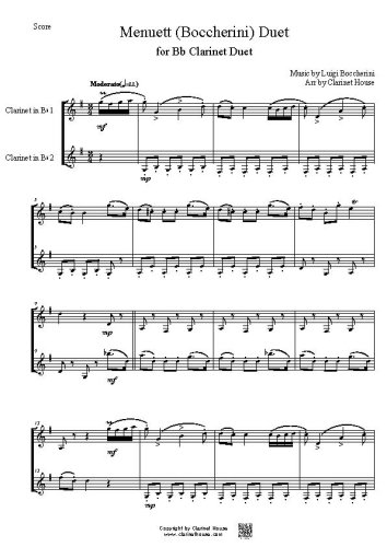 Menuett (Boccherini) Duet for Bb Clarinet