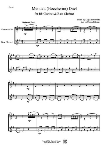 Menuett (Boccherini) Duet for Bb Clarinet & Bass Clarinet