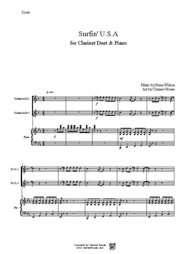 Surfin' U.S.A. for Clarinet Duet & Piano