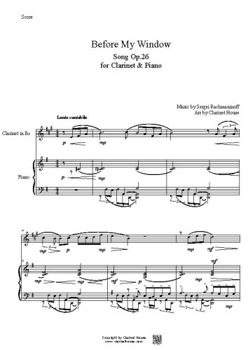 Before My Window(Rachmaninoff Song Op.26) for Clarinet & Piano