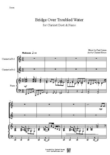Bridge Over Troubled Water for Clarinet Duet & Piano