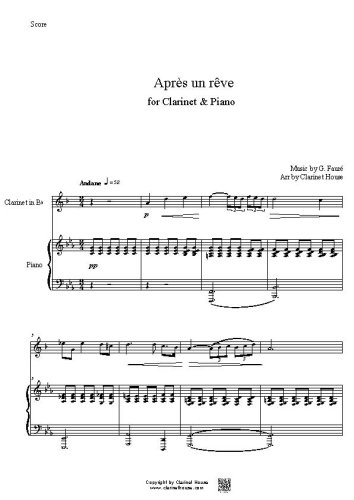 Apres un reve by Gabriel Faure for Clarinet & Piano