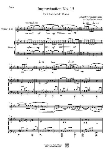 Improvisation No.15 by Poulenc for Clarinet & Piano