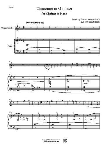 Vitali's Chaconne in G Minor, for Clarinet and Piano