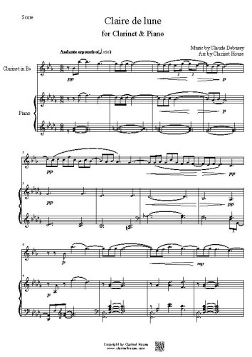 Claire de lune by Debussy for Clarinet & Piano