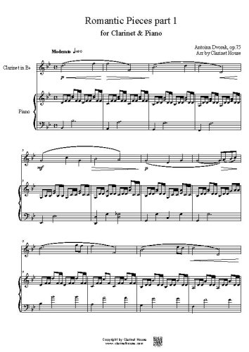 Dvorak Romantic Pieces - No.1 for Clarinet & Piano