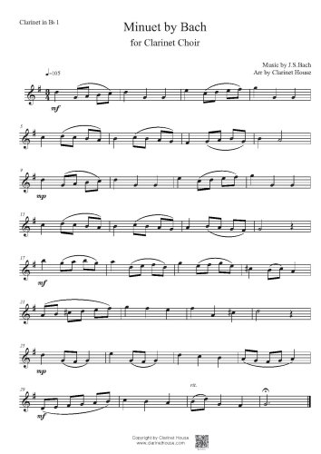 Bach Minuet for Clarinet Choir with D.Bass & Piano
