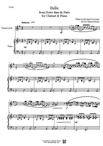 Belle from Notre dame de Paris for Clarinet & Piano