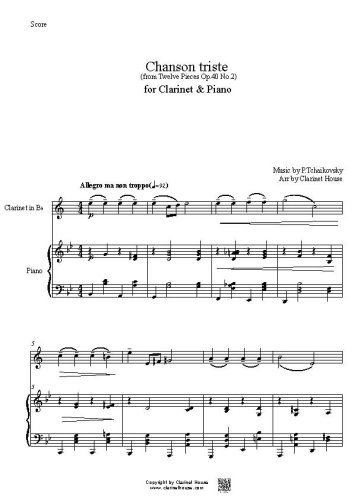 Chanson triste for Clarinet & Piano
