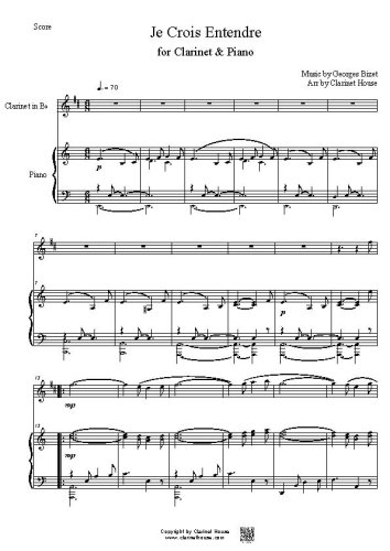 Je crois entendre encore  for Clarinet & Piano