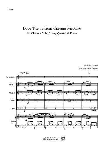 Cinema Paradiso for Clarinet Solo, String Quartet & Piano