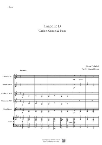 Canon Variation for Clarinet Quintet & Piano