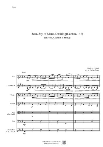 Jusu, Joy of Man's Desiring(Cantata 147) for Fl, Cla & Strings