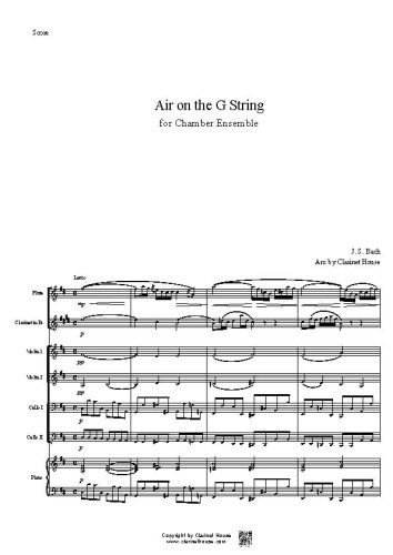 Air on G String(G선상의 아리아) for Fl, Cl, Vn, V.c & Pno
