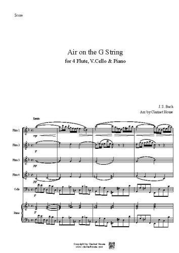 Air on G String(G선상의 아리아) for 4 Flute, V.Cello & Piano