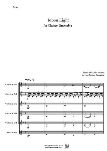 Moonlight - Beethoven for Bb Clarinet 5 & B.Clarinet