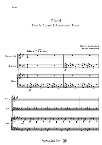 Take 5 for Clarinet & Bassoon Duet with Piano