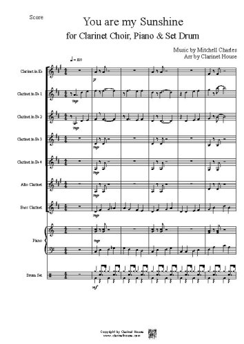 You are my sunshine for Clarinet Choir & Piano & SD - Piano