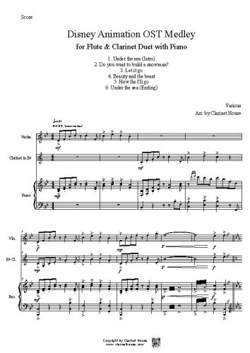 Disney Animation OST Medley for Violin & Clarinet Duet with Piano