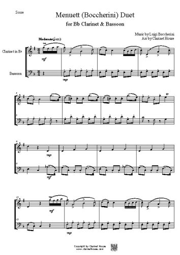 Menuett (Boccherini) Duet for Bb Clarinet & Bassoon