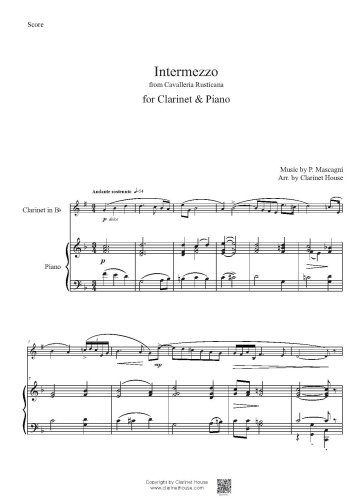 Intermezzo from Cavalleria Rusticana for Clarinet & Piano