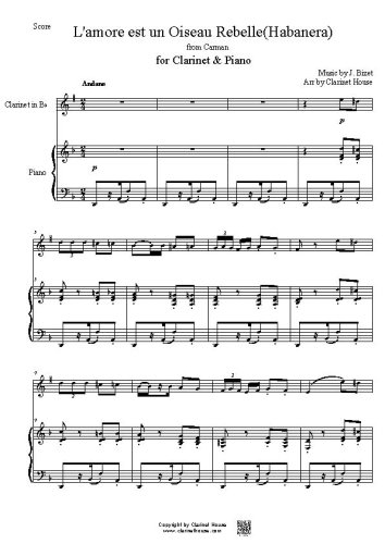 L'amour est un oiseau rebelle (Habanera) from Carmen for Clarinet & Piano