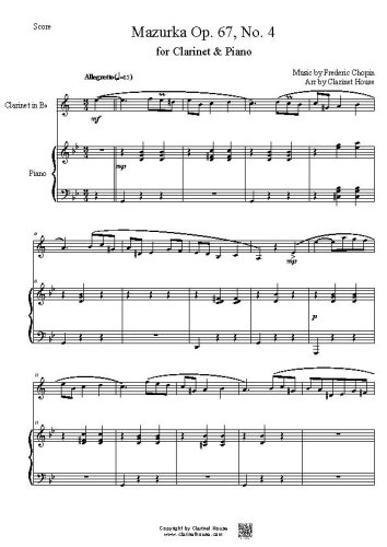 Mazurka by Chopin for Clarinet & Piano