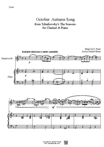 October  Autumn Song from Tchaikovsky's The Seasons for Clarinet & Piano