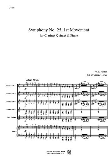 Mozart Symphony No.25 for Cl Quintet (w. Pno.)