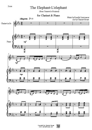 The Elephant L'éléphant for Clarinet & Piano