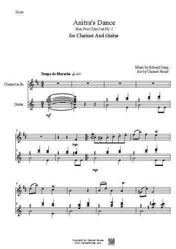 Anitra's Dance for Clarinet & Guitar