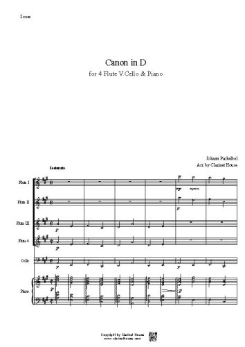Canon Variation for Flute Ensemble(4Fl, V.C & Pno)