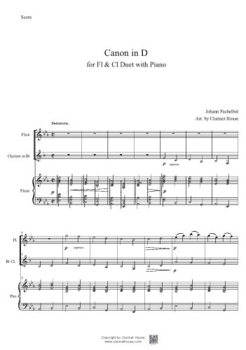 Canon Variation for Fl & Cl Duet with Piano