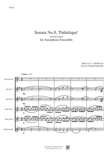비창 by Beethoven for Saxophone Quintet